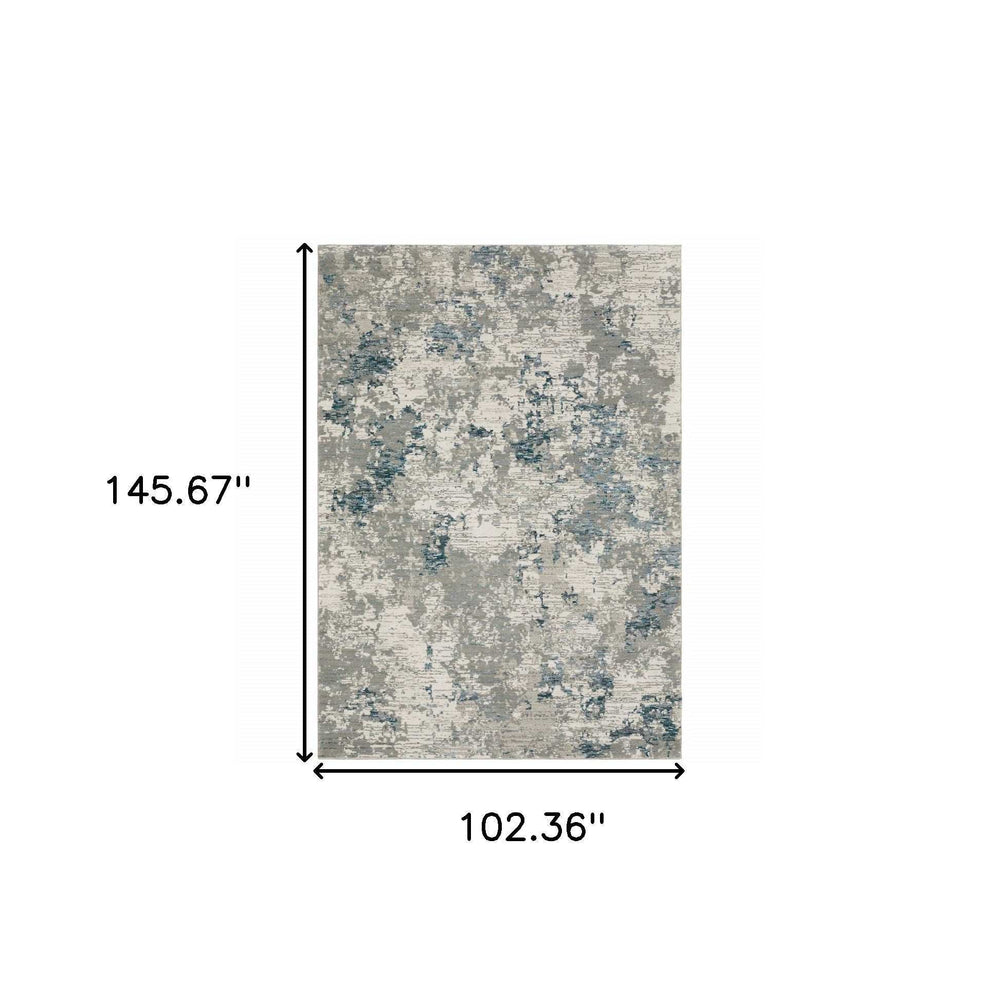9' X 12' Blue and Beige Abstract Power Loom Area Rug - Homeroots - Flyclothing LLC