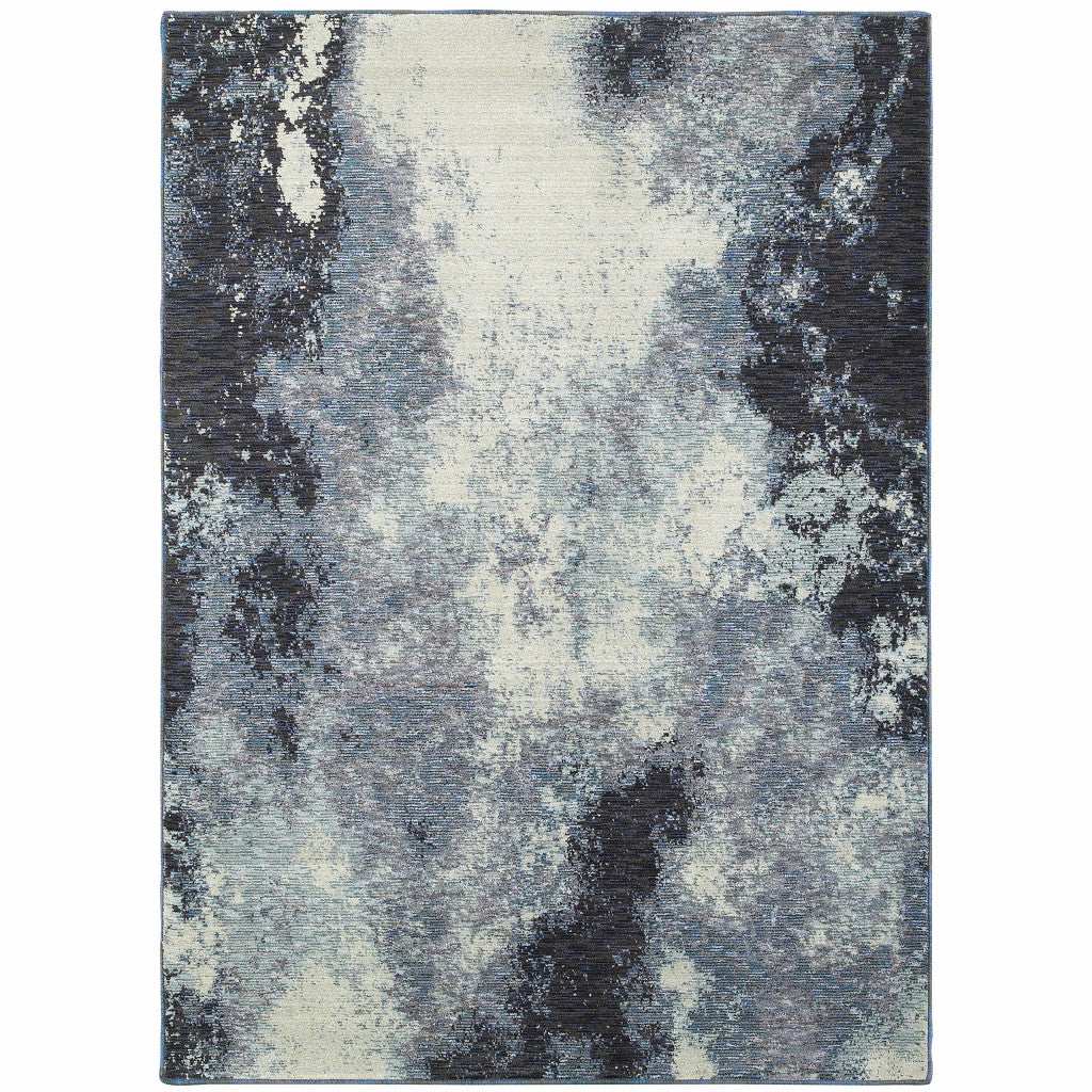 10' X 13' Blue and Ivory Abstract Power Loom Area Rug - Homeroots - Flyclothing LLC