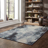 10' X 13' Blue and Ivory Abstract Power Loom Area Rug - Homeroots - Flyclothing LLC