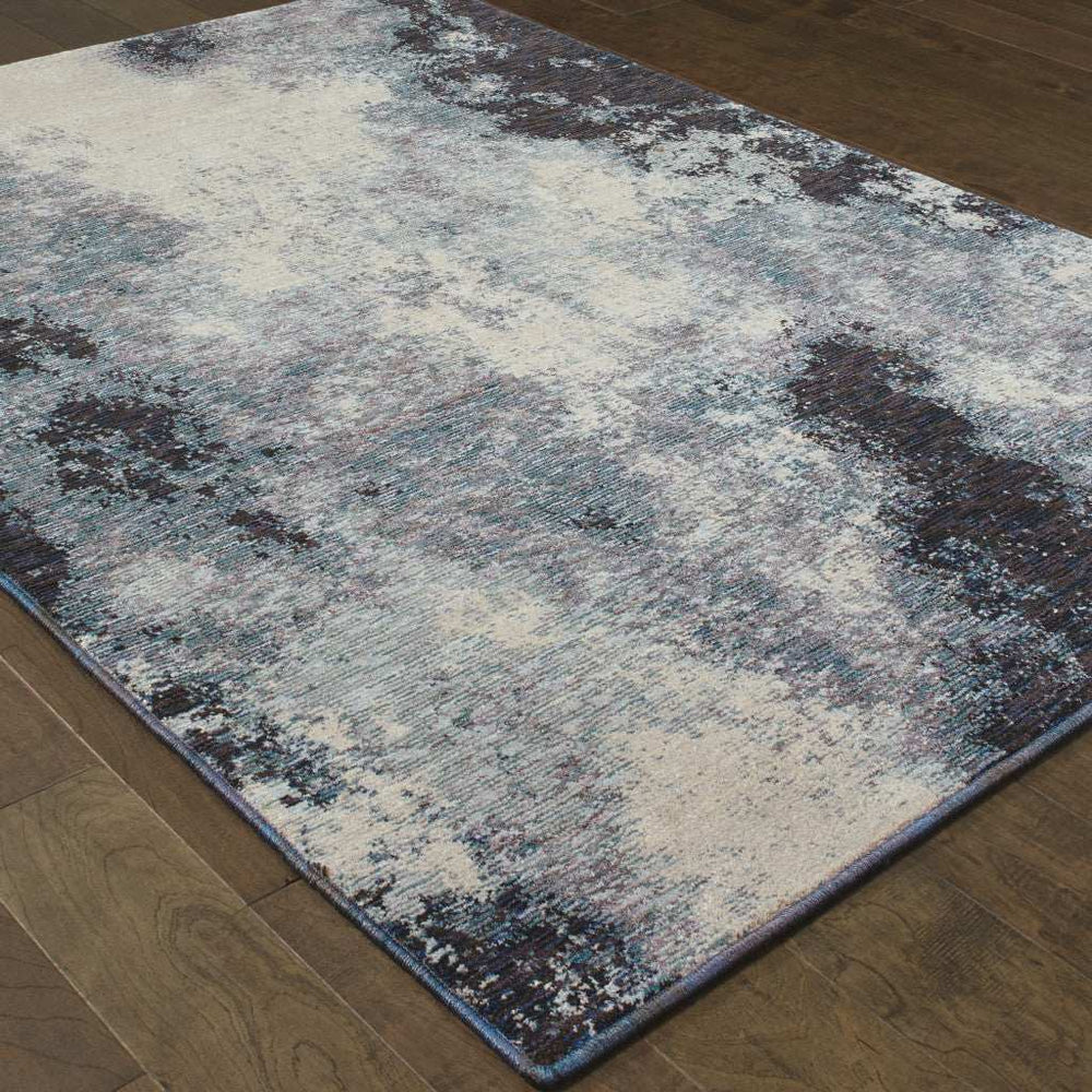 10' X 13' Blue and Ivory Abstract Power Loom Area Rug - Homeroots - Flyclothing LLC