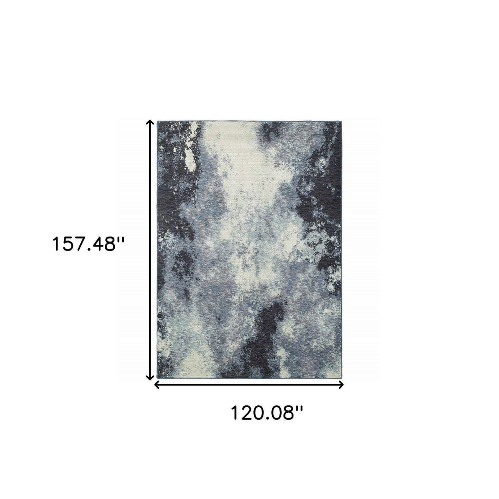 10' X 13' Blue and Ivory Abstract Power Loom Area Rug - Homeroots - Flyclothing LLC