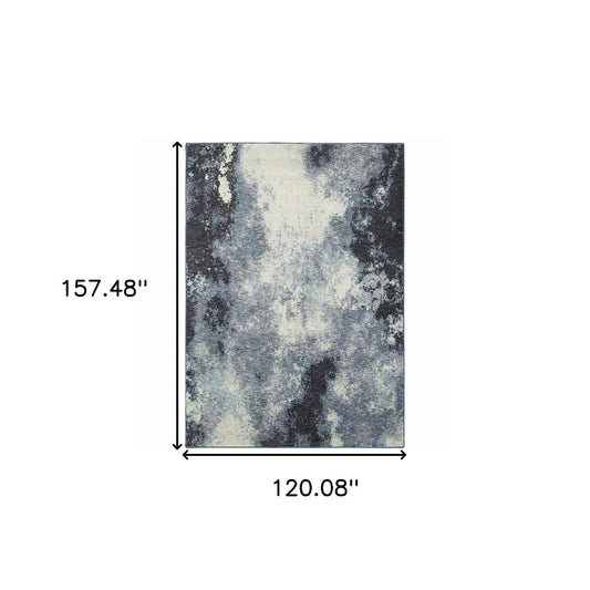 10' X 13' Blue and Ivory Abstract Power Loom Area Rug - Homeroots - Flyclothing LLC