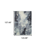 10' X 13' Blue and Ivory Abstract Power Loom Area Rug - Homeroots