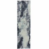 8' Runner Blue and Ivory Abstract Power Loom Runner Rug - Homeroots - Flyclothing LLC