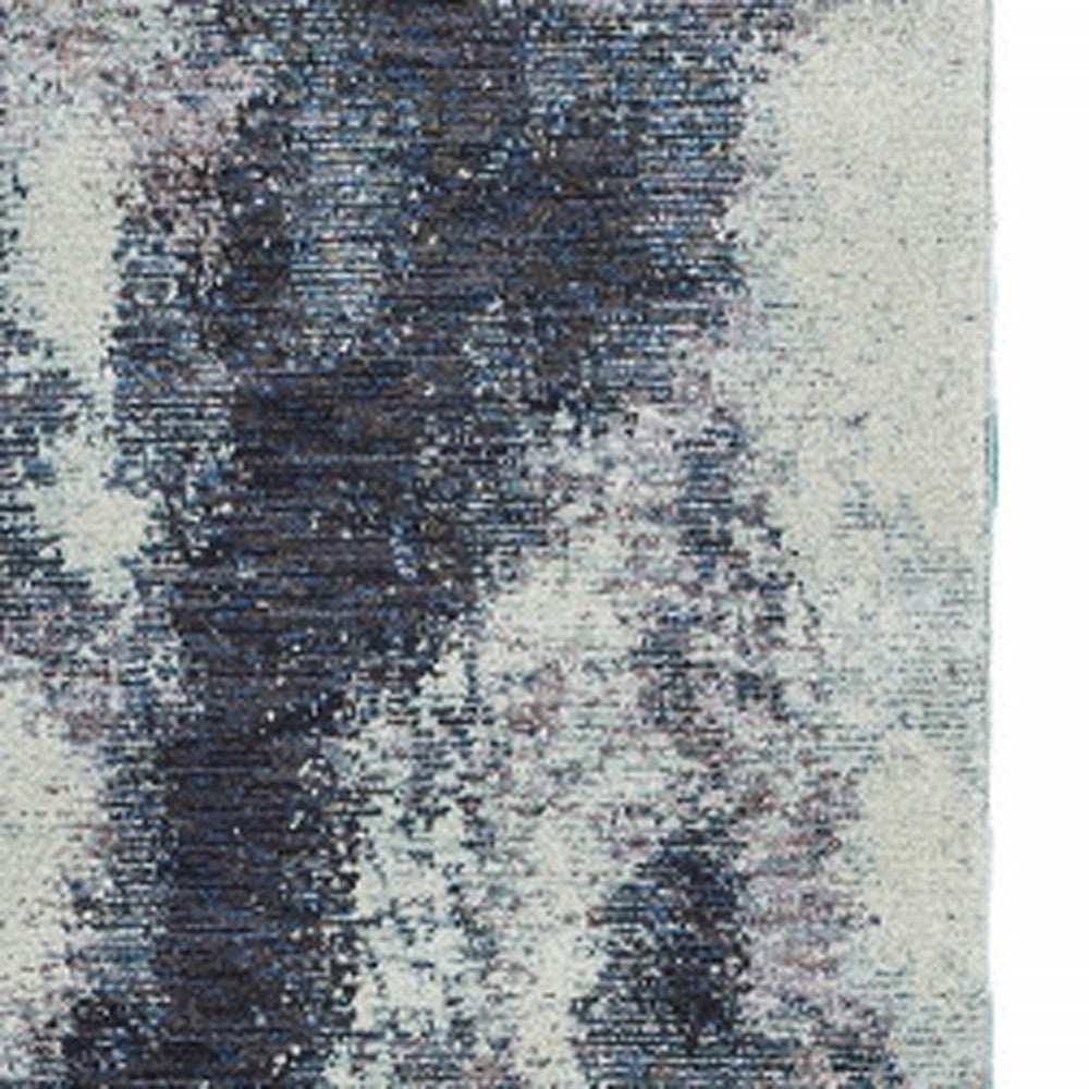 8' Runner Blue and Ivory Abstract Power Loom Runner Rug - Homeroots - Flyclothing LLC