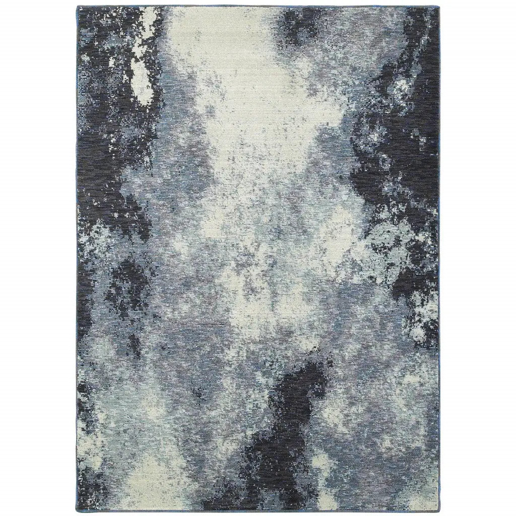3' X 5' Blue and Ivory Abstract Power Loom Area Rug - Homeroots - Flyclothing LLC