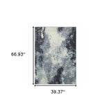 3' X 5' Blue and Ivory Abstract Power Loom Area Rug - Homeroots - Flyclothing LLC