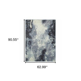5' X 7' Blue and Ivory Abstract Power Loom Area Rug - Homeroots - Flyclothing LLC