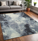 5' X 7' Blue and Ivory Abstract Power Loom Area Rug - Homeroots - Flyclothing LLC