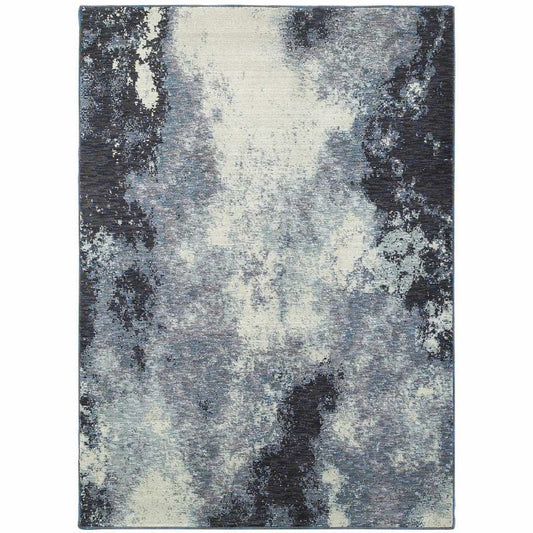 7' X 10' Blue and Ivory Abstract Power Loom Area Rug - Homeroots - Flyclothing LLC