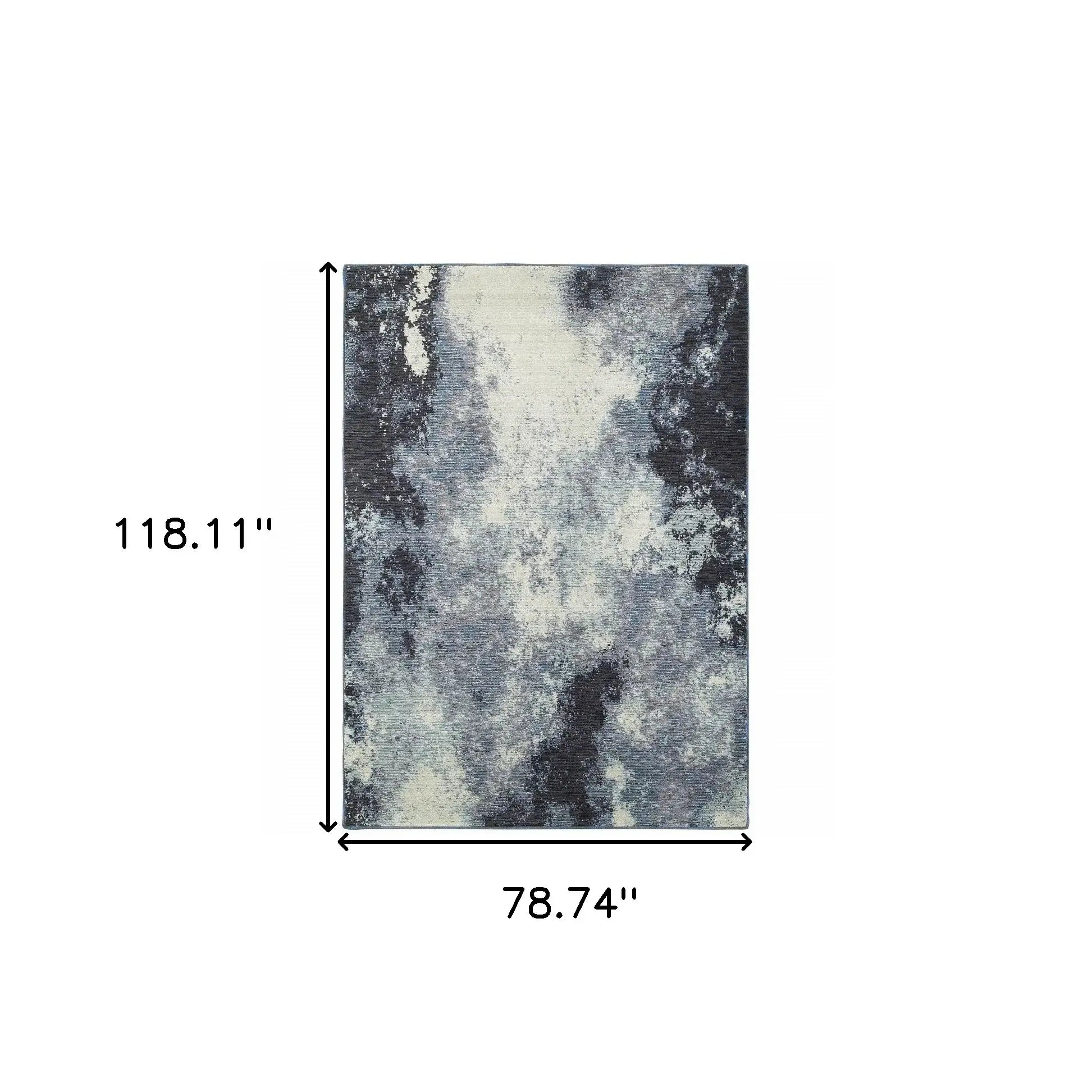 7' X 10' Blue and Ivory Abstract Power Loom Area Rug - Homeroots - Flyclothing LLC