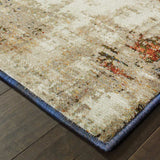 10' X 13' Blue and Beige Abstract Power Loom Area Rug - Homeroots