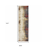 12' Runner Blue and Ivory Abstract Power Loom Runner Rug - Homeroots - Flyclothing LLC
