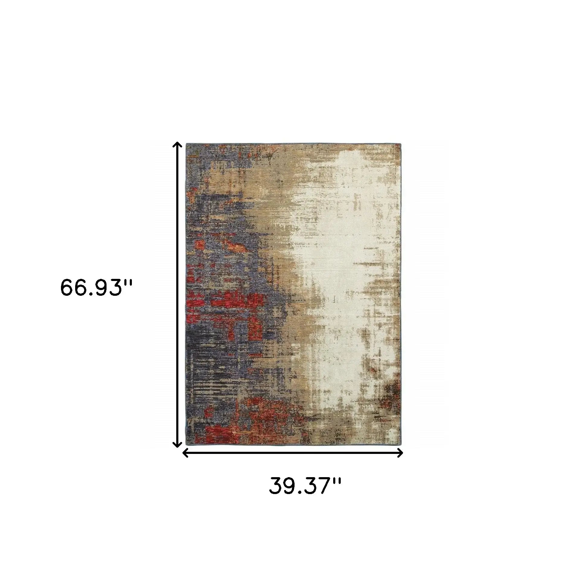 3' X 5' Blue and Beige Abstract Power Loom Area Rug - Homeroots - Flyclothing LLC