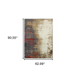 5' X 7' Blue and Beige Abstract Power Loom Area Rug - Homeroots - Flyclothing LLC