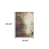 8' X 11' Blue and Beige Abstract Power Loom Area Rug - Homeroots - Flyclothing LLC