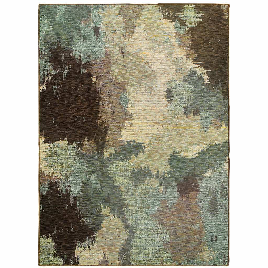 10' X 13' Blue and Ivory Abstract Power Loom Area Rug - Homeroots - Flyclothing LLC