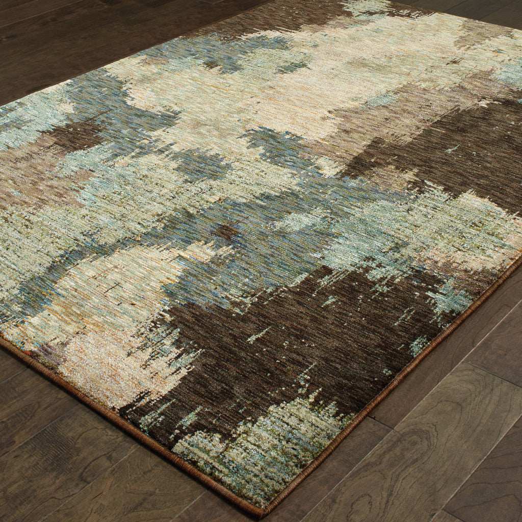 10' X 13' Blue and Ivory Abstract Power Loom Area Rug - Homeroots - Flyclothing LLC