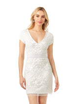 Lara Cam V-Neck Beaded Mini Sheath Dress