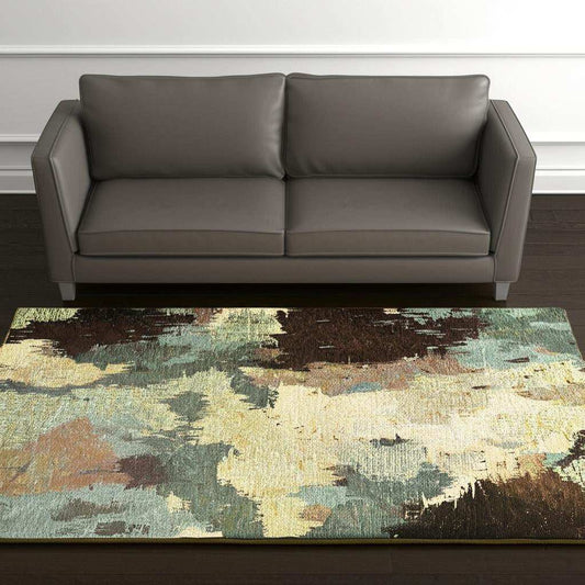 5' X 7' Blue and Ivory Abstract Power Loom Area Rug - Homeroots - Flyclothing LLC