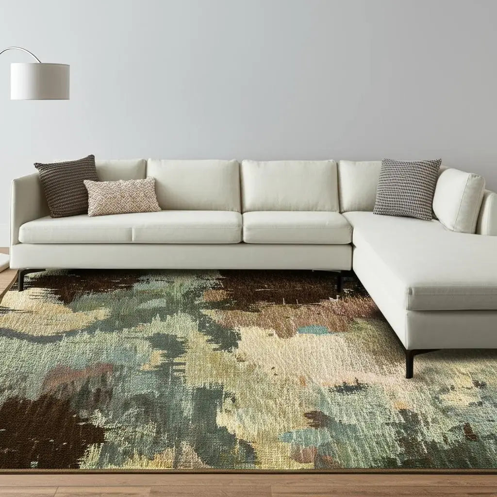 7' X 10' Blue and Ivory Abstract Power Loom Area Rug - Homeroots - Flyclothing LLC