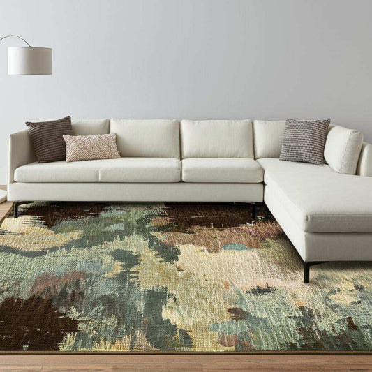 7' X 10' Blue and Ivory Abstract Power Loom Area Rug - Homeroots - Flyclothing LLC