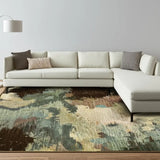9' X 12' Blue and Ivory Abstract Power Loom Area Rug - Homeroots - Flyclothing LLC