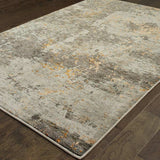 2' X 3' Gray and Ivory Abstract Power Loom Area Rug