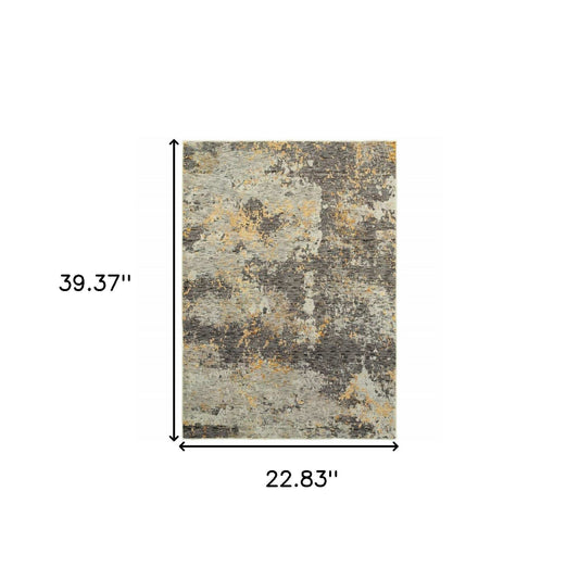 2' X 3' Gray and Ivory Abstract Power Loom Area Rug - Homeroots - Flyclothing LLC