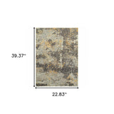 2' X 3' Gray and Ivory Abstract Power Loom Area Rug