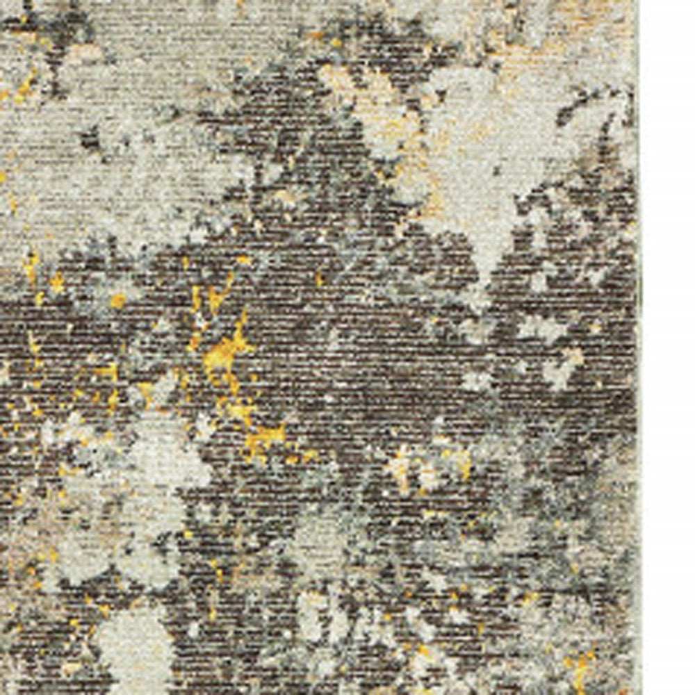8' Runner Gray and Ivory Abstract Power Loom Runner Rug - Homeroots - Flyclothing LLC