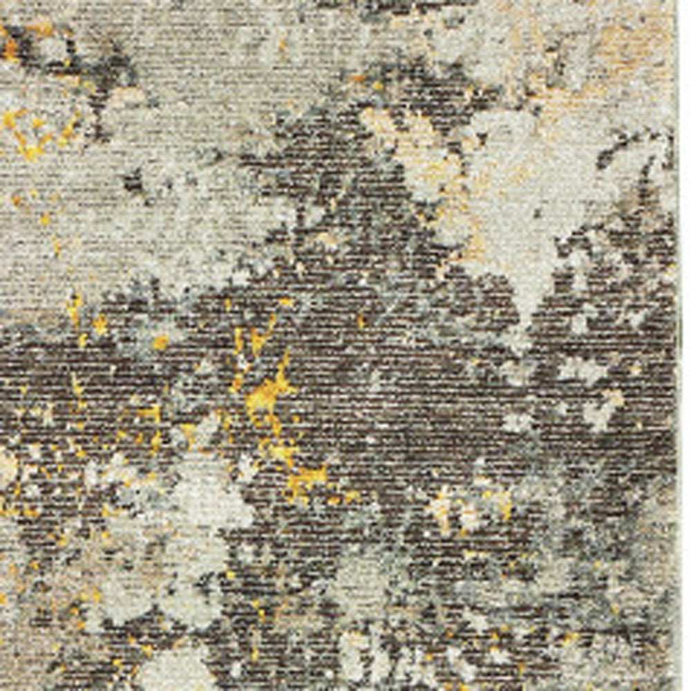 12' Runner Grey and Gold Abstract Power Loom Runner Rug - Homeroots - Flyclothing LLC