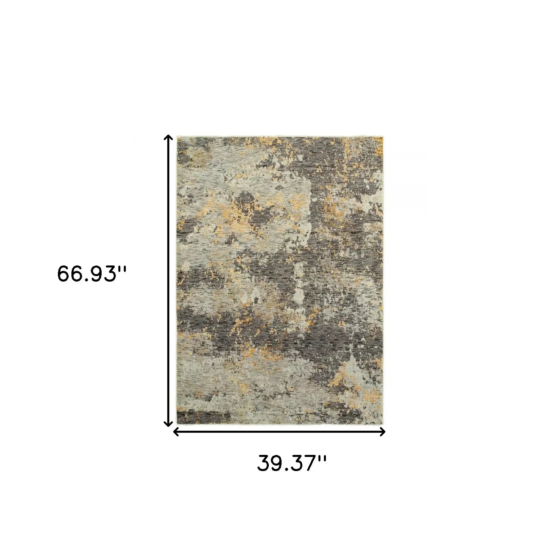 3' X 5' Gray and Ivory Abstract Power Loom Area Rug - Homeroots - Flyclothing LLC