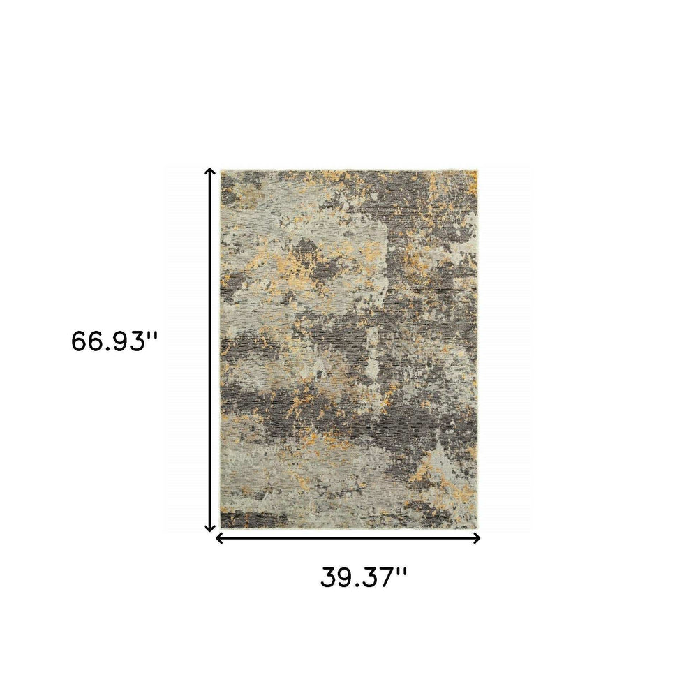 3' X 5' Gray and Ivory Abstract Power Loom Area Rug - Homeroots - Flyclothing LLC