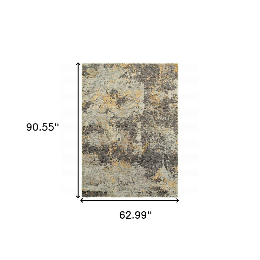 5' X 7' Gray and Ivory Abstract Power Loom Area Rug - Homeroots - Flyclothing LLC