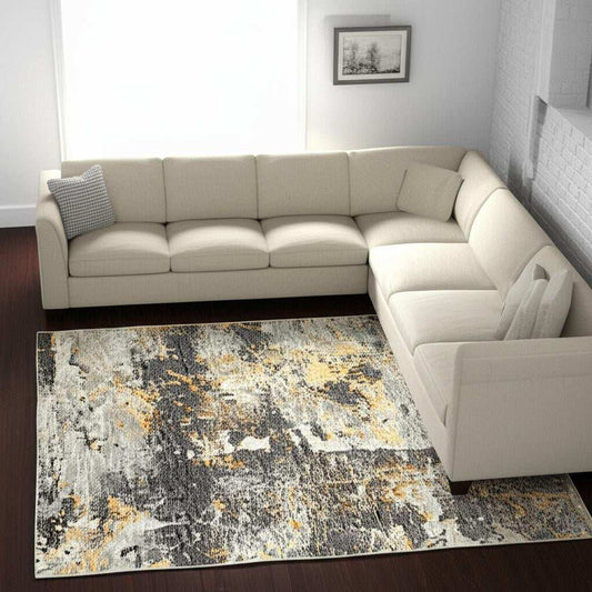 7' X 10' Gray and Ivory Abstract Power Loom Area Rug - Homeroots - Flyclothing LLC