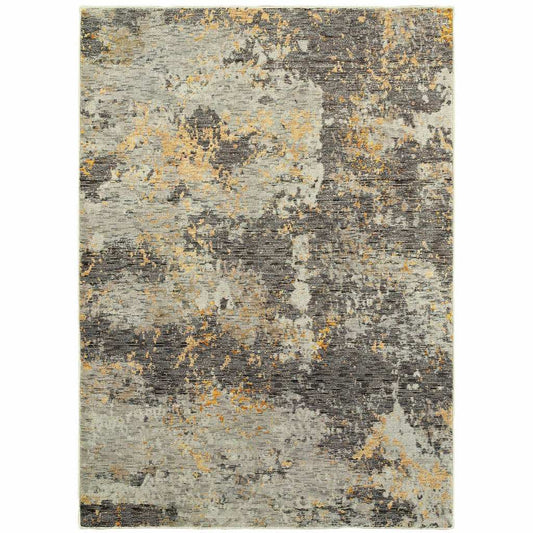 9' X 12' Gray and Ivory Abstract Power Loom Area Rug - Homeroots - Flyclothing LLC