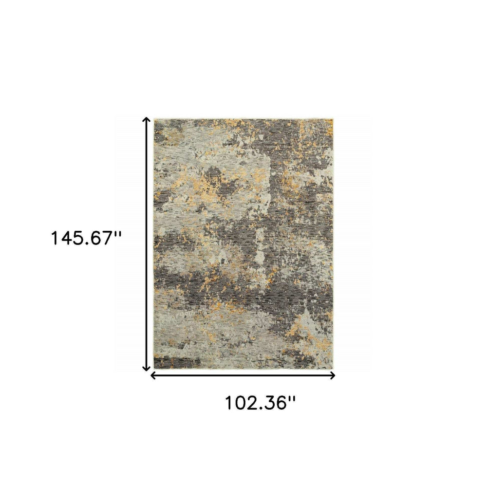 9' X 12' Gray and Ivory Abstract Power Loom Area Rug - Homeroots - Flyclothing LLC