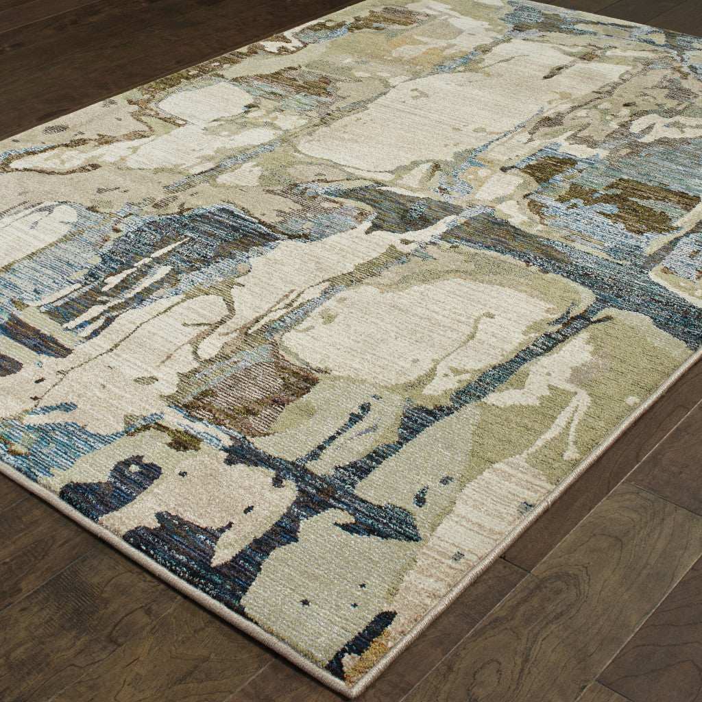 2' X 3' Blue and Gray Abstract Power Loom Area Rug - Homeroots - Flyclothing LLC