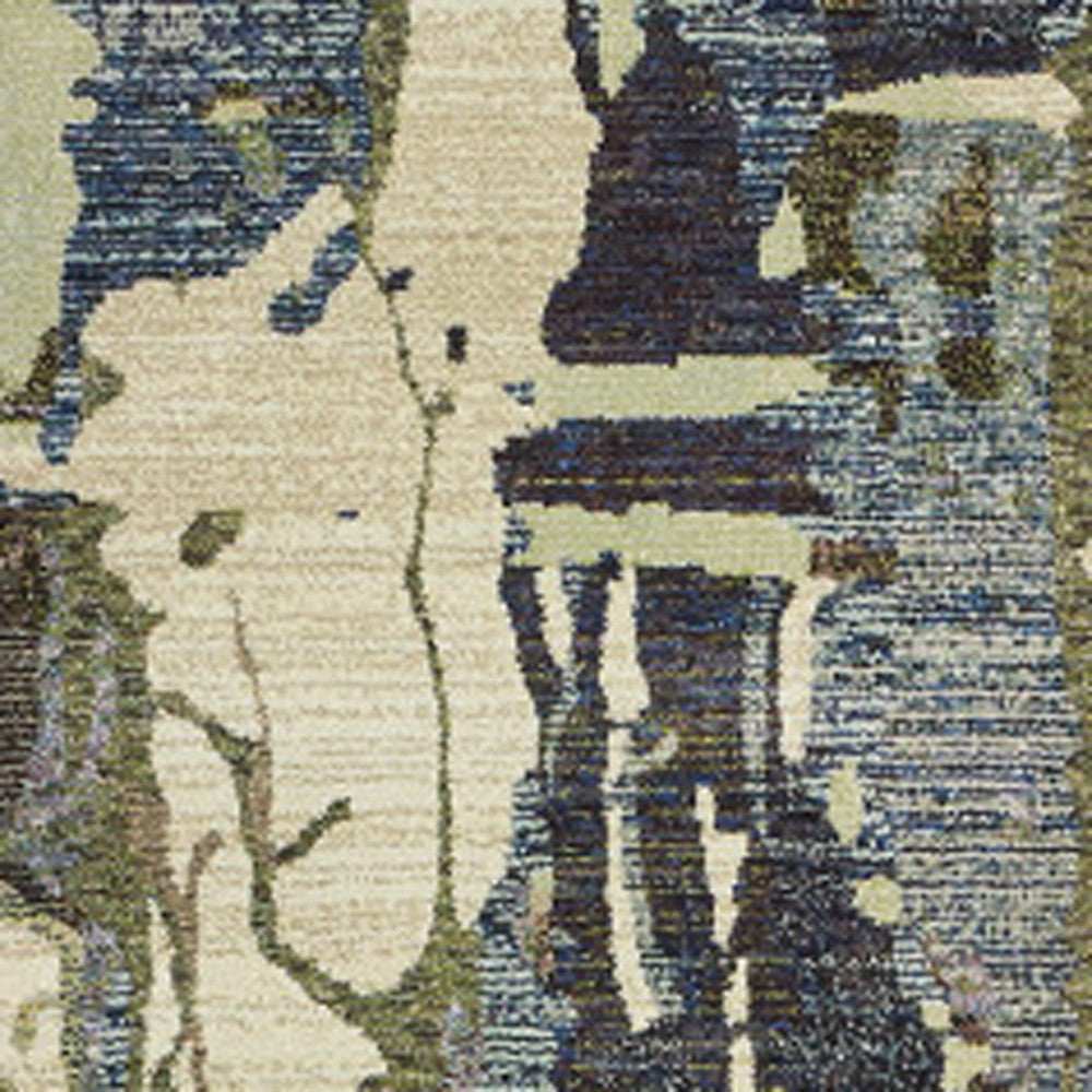 8' Runner Blue and Gray Abstract Power Loom Runner Rug - Homeroots - Flyclothing LLC