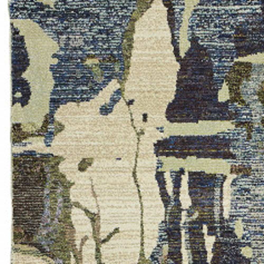 12' Runner Blue and Grey Abstract Power Loom Runner Rug - Homeroots - Flyclothing LLC