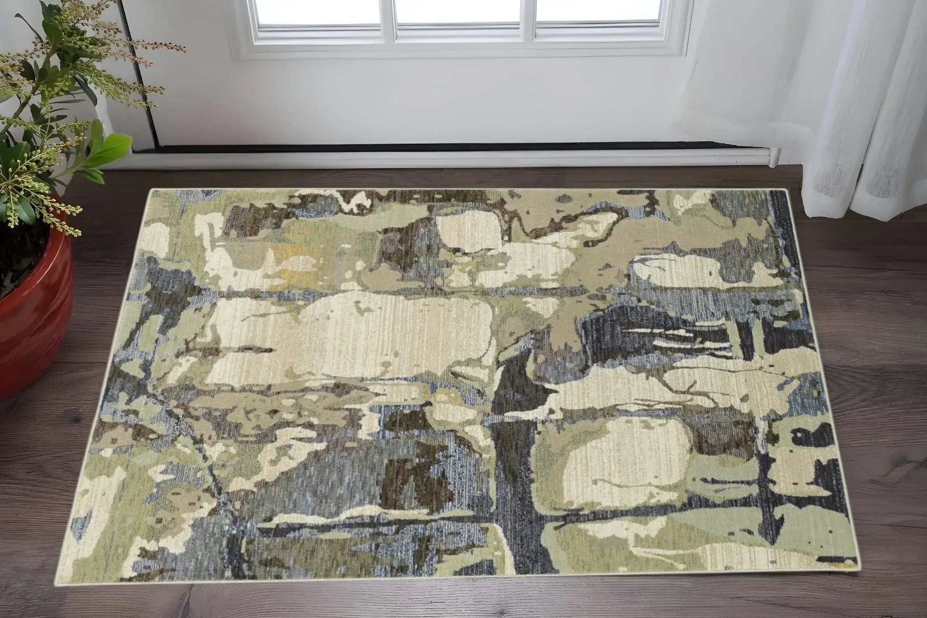 3' X 5' Blue and Gray Abstract Power Loom Area Rug - Homeroots - Flyclothing LLC