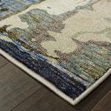 7' X 10' Blue and Gray Abstract Power Loom Area Rug - Homeroots