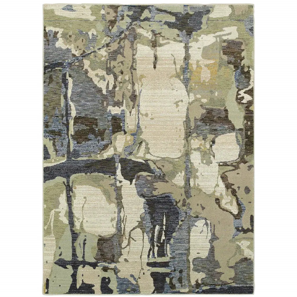 8' X 11' Blue and Gray Abstract Power Loom Area Rug - Homeroots - Flyclothing LLC