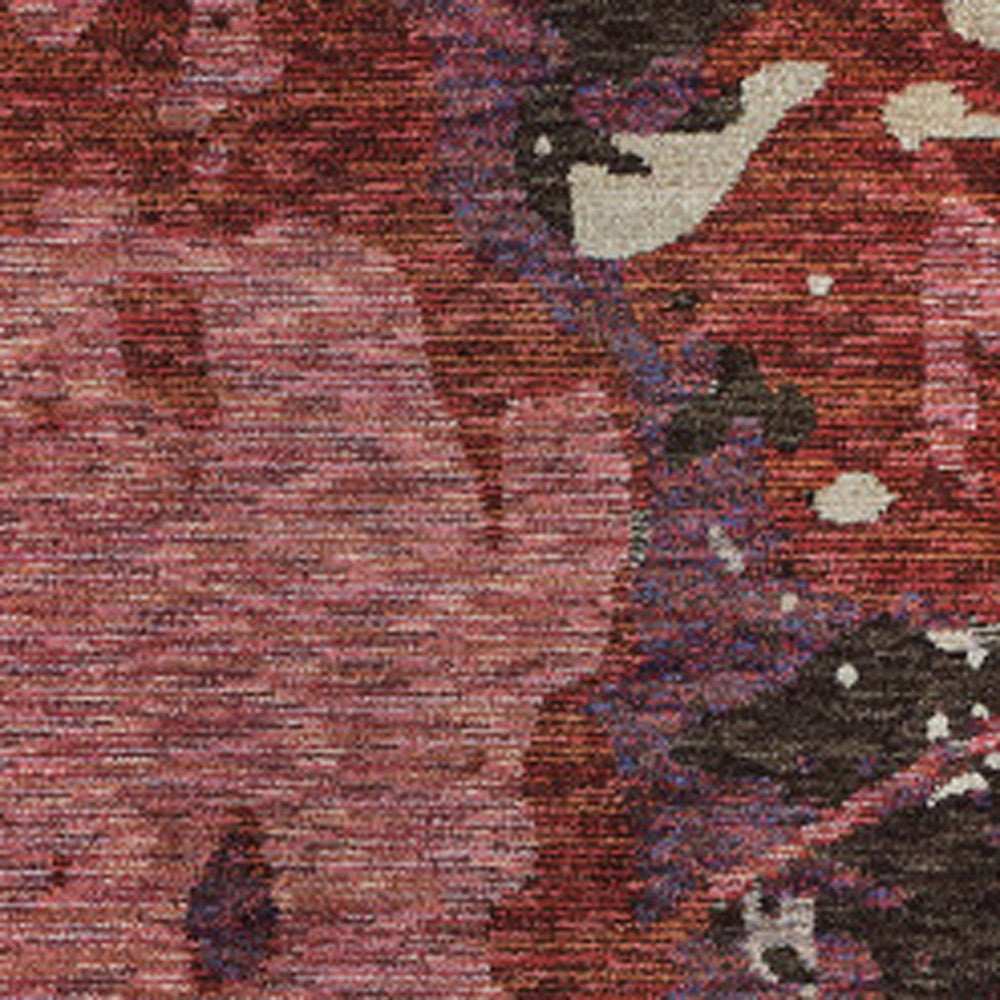 12' Runner Red and Beige Abstract Power Loom Runner Rug - Homeroots - Flyclothing LLC