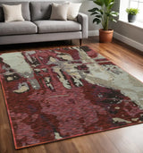 5' X 7' Red and Beige Abstract Power Loom Area Rug - Homeroots - Flyclothing LLC