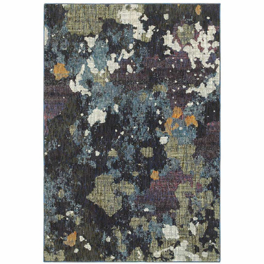2' X 3' Blue and Green Abstract Power Loom Area Rug - Homeroots - Flyclothing LLC