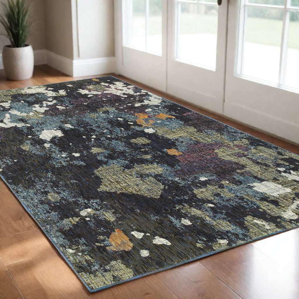 2' X 3' Blue and Green Abstract Power Loom Area Rug - Homeroots - Flyclothing LLC