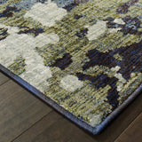 12' Runner Navy and Green Abstract Power Loom Runner Rug - Homeroots - Flyclothing LLC