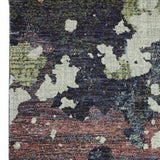 12' Runner Navy and Green Abstract Power Loom Runner Rug - Homeroots